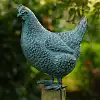 Sculpture poule en bronze - Statue animaux au jardin H. 20 cm