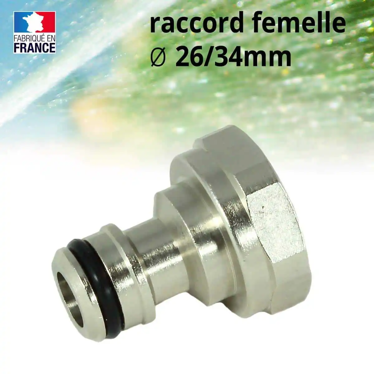 Raccord tuyau arrosage adaptateur femelle 26/34mm  Raccord tuyau arrosage adaptateur femelle 26/34mm