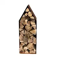 Range bûches acier en métal rouillé