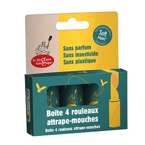 Papier tue mouche collant non toxique - Boîte 4 rouleaux
