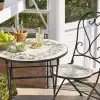 Ensemble table et chaise de jardin pliable - Mosaïque brins d'olivier