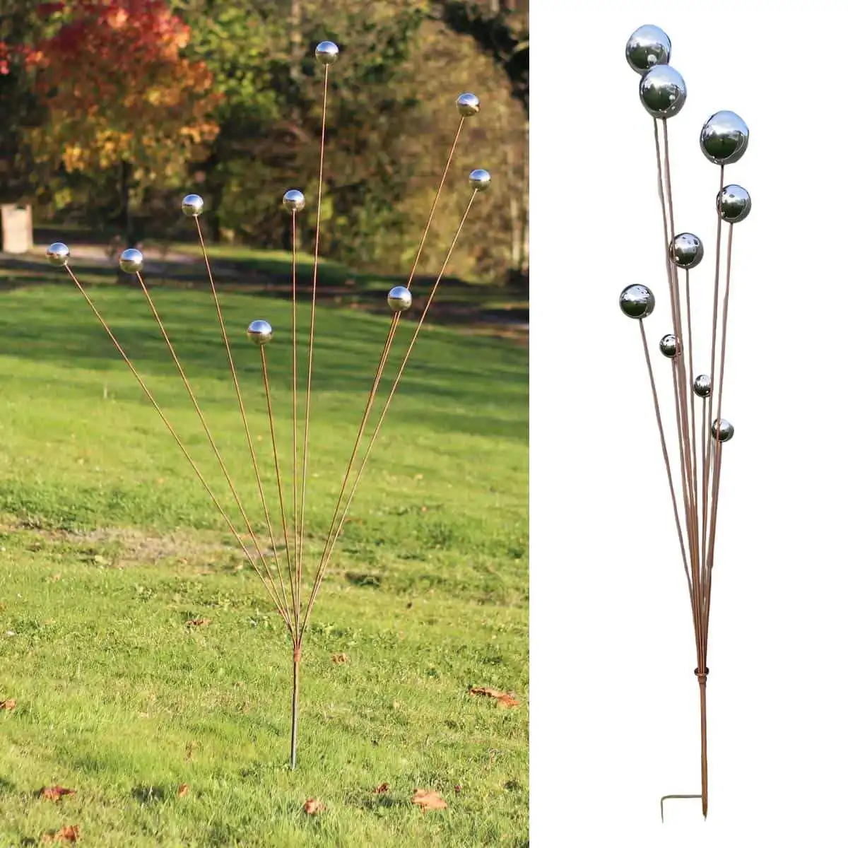 Sculpture pour le jardin - spirale de boules en inox - H. 200cm  Sculpture pour le jardin - spirale de boules en inox - H. 200cm