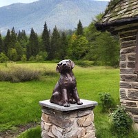Sculpture chiot labrador assis - Statue animaux de jardin - L. 25 x l. 19 x H. 35 cm