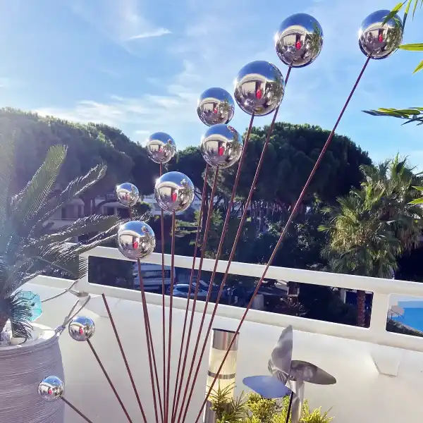 sculpture jardin deco multi boules inox