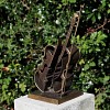 Sculpture Violon bronze - Statue déco de jardin - L. 20 x l. 20 x H. 50 cm