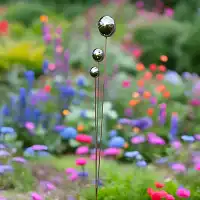 Sculpture d’extérieur – Bouquet sphérique inox & acier rouillé – H. 138 cm
