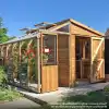 Serre de jardin en bois avec abri ALTON Fusion 8 - Cèdre rouge 8.69m2