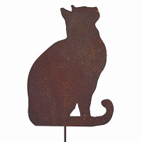 Silhouette chat regardant en l'air - déco de jardin en métal