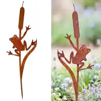Silhouette grenouille sur tige en métal rouillé