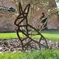 Silhouette lapin origami en acier corten H. 43cm  Silhouette lapin origami en acier corten H. 43cm