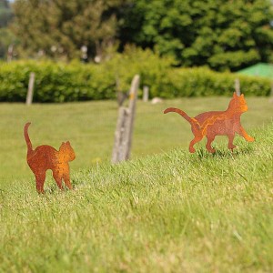 Silhouettes Chats - déco de jardin en métal - lot de 2