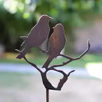 Silhouette oiseaux sur branche - déco de jardin en métal