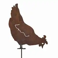 Silhouette Poule qui picore - déco de jardin en métal
