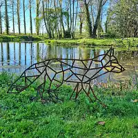 Silhouette renard origami en acier corten L. 115cm  Silhouette renard origami en acier corten L. 115cm