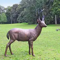 Cerf, statue en bronze - Sculpture animaux de jardin - L. 118 x l. 38 x H. 135 cm  Cerf, statue en bronze - Sculpture animaux de jardin - L. 118 x l. 38 x H. 135 cm