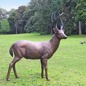 Cerf, statue en bronze - Sculpture animaux de jardin - L. 118 x l. 38 x H. 135 cm