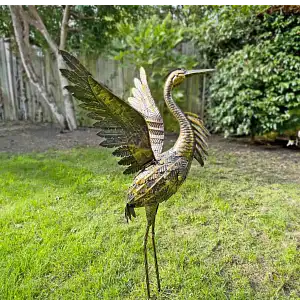 Lien vers un produit variante ou accessoire : Héron décoratif en métal 70cm ailes déployées - Bronze brossé or