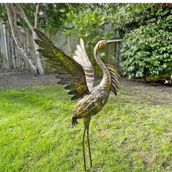statue bronze heron or