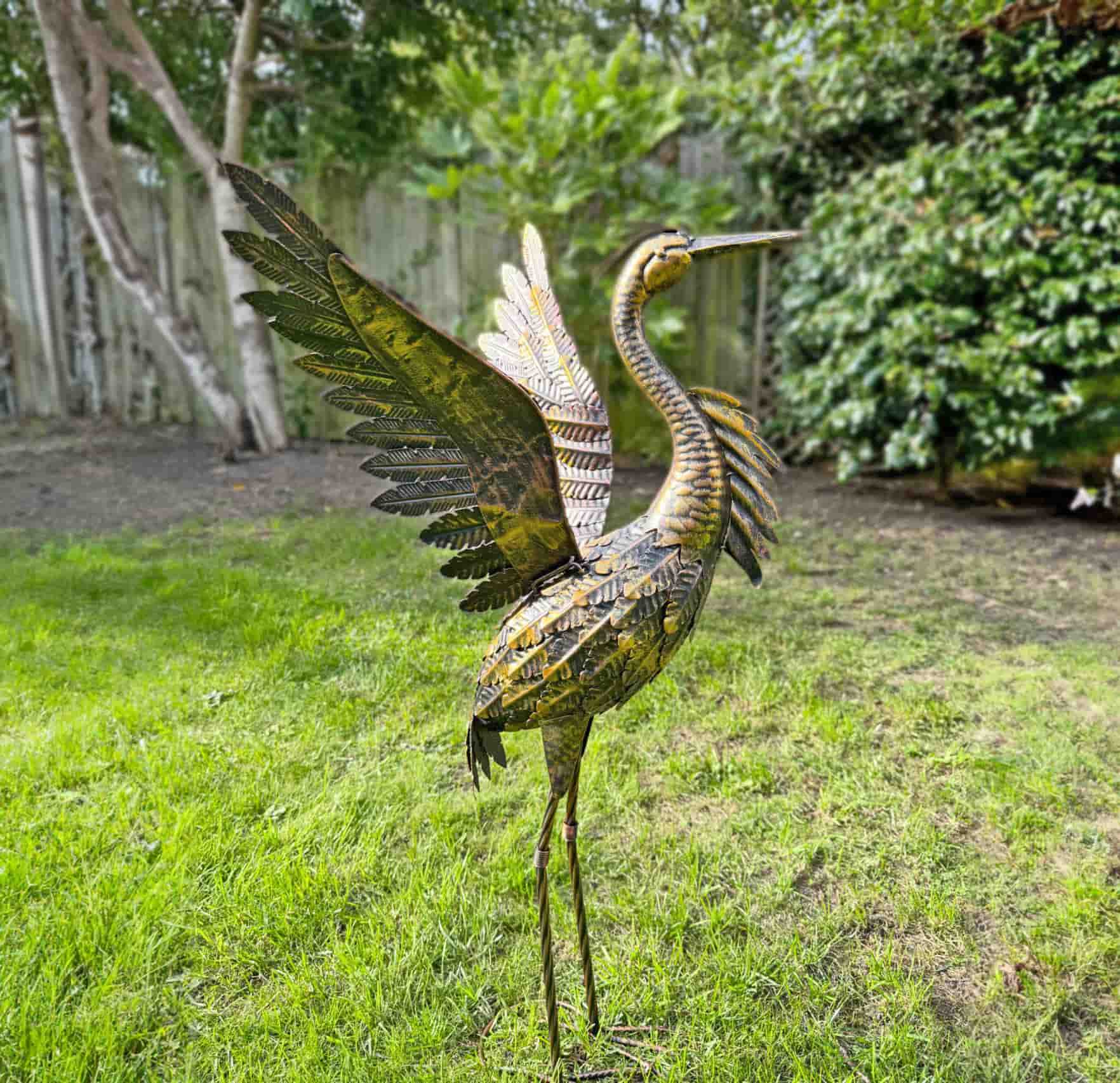 statue bronze heron or