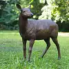 Biche, statue en bronze - Sculpture animaux de jardin - L. 102 x l. 46 x H. 92 cm