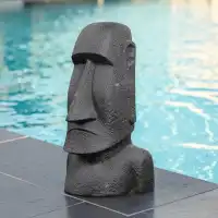 Statue Moaï en pierre reconstituée - Fabrication artisanale L.46 x H.82cm
