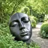Statue visage femme déco jardin en composite ciment verre - L.70 x H.85cm
