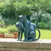 Statue couple de chats en bronze H.30cm