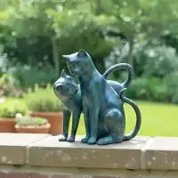 Statue couple de chats en bronze H.30cm