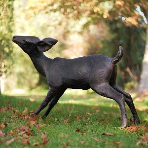 Faon, statue en bronze - Sculpture animaux de jardin - L. 81 x l. 40 x H. 60 cm