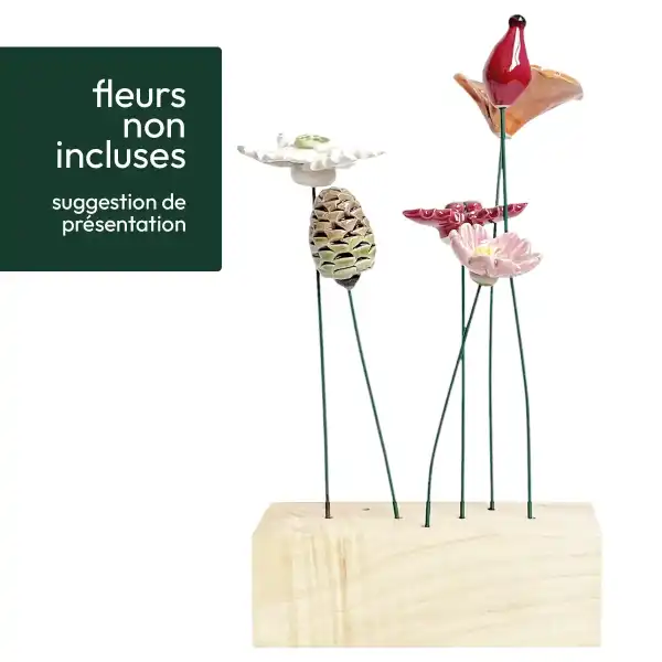 support fleur bois clair face