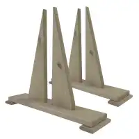 2 supports panneau et claustra en bois - Blanc gris cérusé