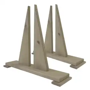 2 supports panneau et claustra en bois - Blanc gris cérusé