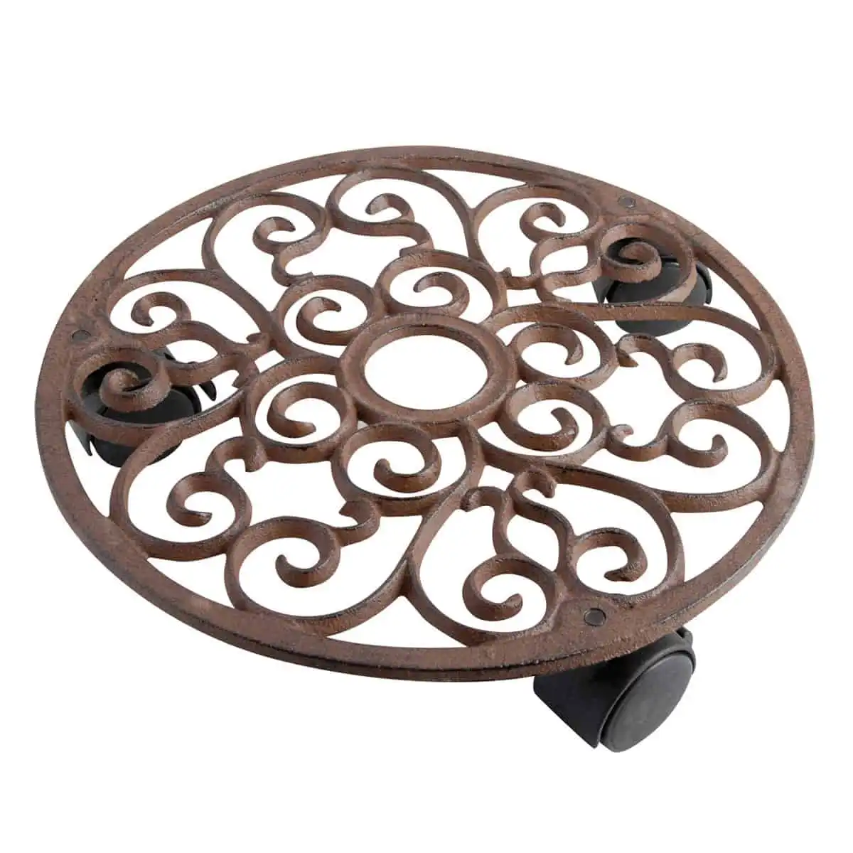 Porte plante à roulettes en fonte  Porte plante à roulettes en fonte