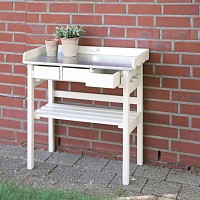 Table de jardinage en bois et zinc - Blanc
