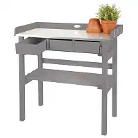 Table de jardinage en bois FSC et zinc - Gris - L.76 x l.38 x H.80 cm  Table de jardinage en bois FSC et zinc - Gris - L.76 x l.38 x H.80 cm