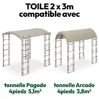 Toile d'ombrage 2x3m pour tonnelle - avec 12 clips de fixation