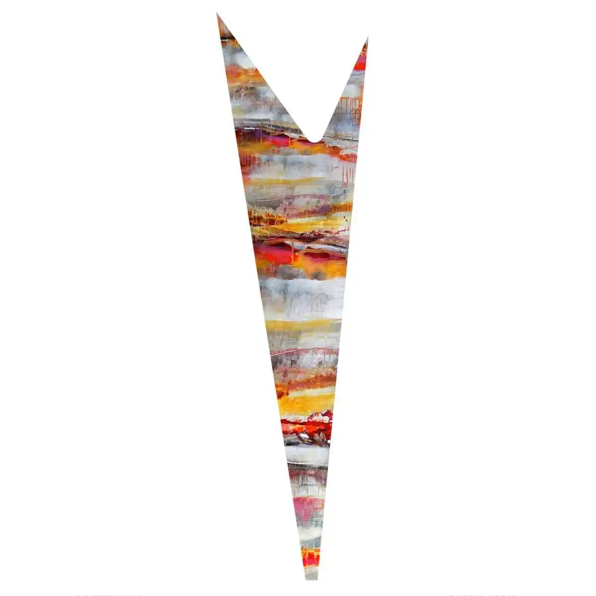 Totem triangulaire ondulé en verre 2m - Couleurs d'automne  Totem triangulaire ondulé en verre 2m - Couleurs d'automne