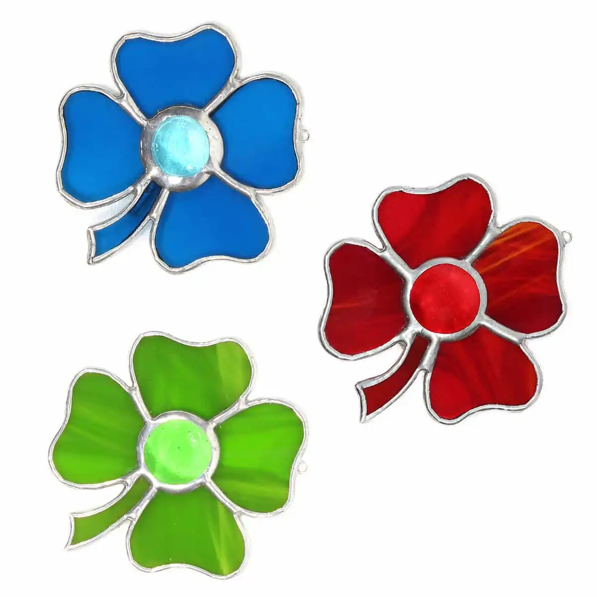 Trèfles en verre et étain - Tuteurs déco - Lot de 3  Trèfles en verre et étain - Tuteurs déco - Lot de 3