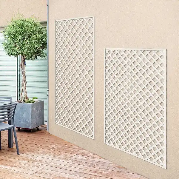 treillage bois maille losange blanc