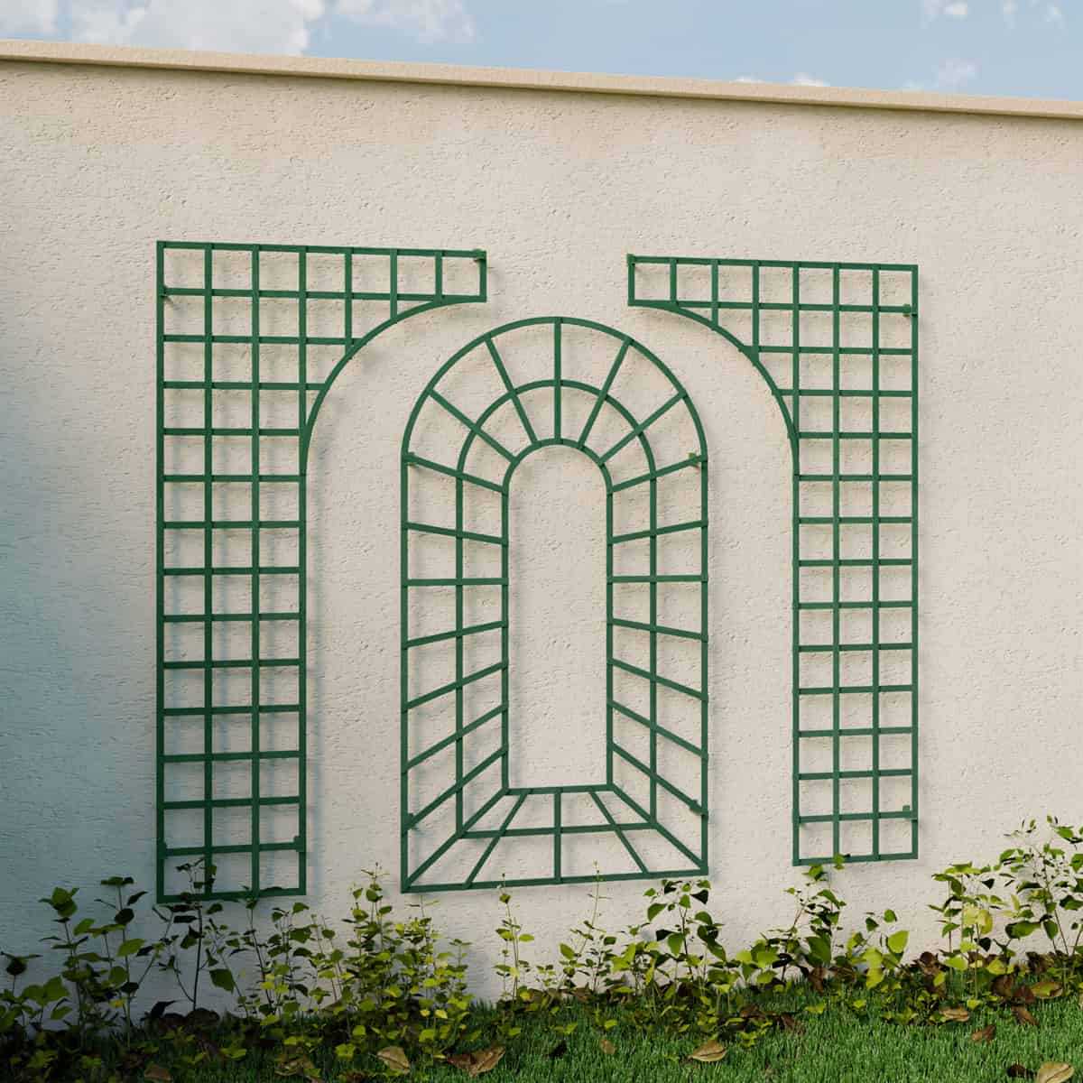 treillage mural bois 3 elements vert