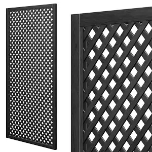 Treillage en bois renforcé L.2m x l.1m - noir - Panneau rectangle, maille losange 30mm