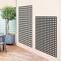 Treillis bois décoratif maille carrée - Noir