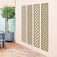 Treillage en bois Colonne maille carrée ou losange - Bois naturel  Treillage en bois Colonne maille carrée ou losange - Bois naturel