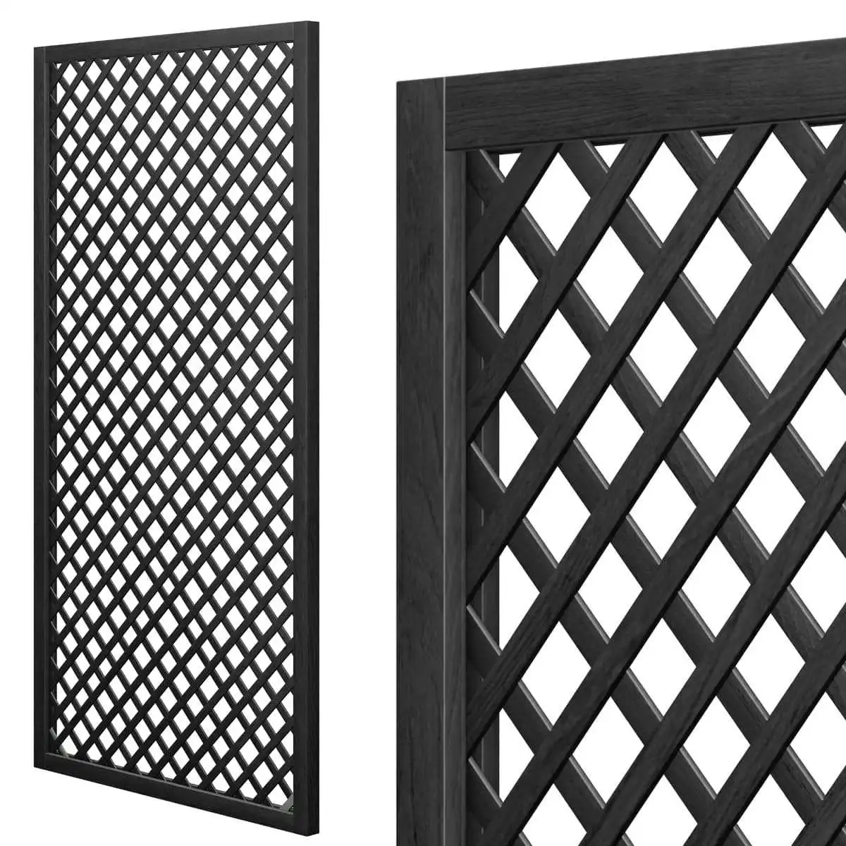Treillis renforcé en bois maille losange 47mm 1m x 2m - Noir  Treillis renforcé en bois maille losange 47mm 1m x 2m - Noir