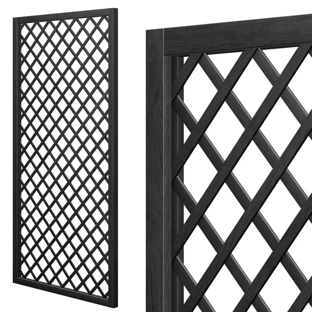 Treillis renforcé en bois maille losange 1m x 2m - Noir  Treillis renforcé en bois maille losange 1m x 2m - Noir