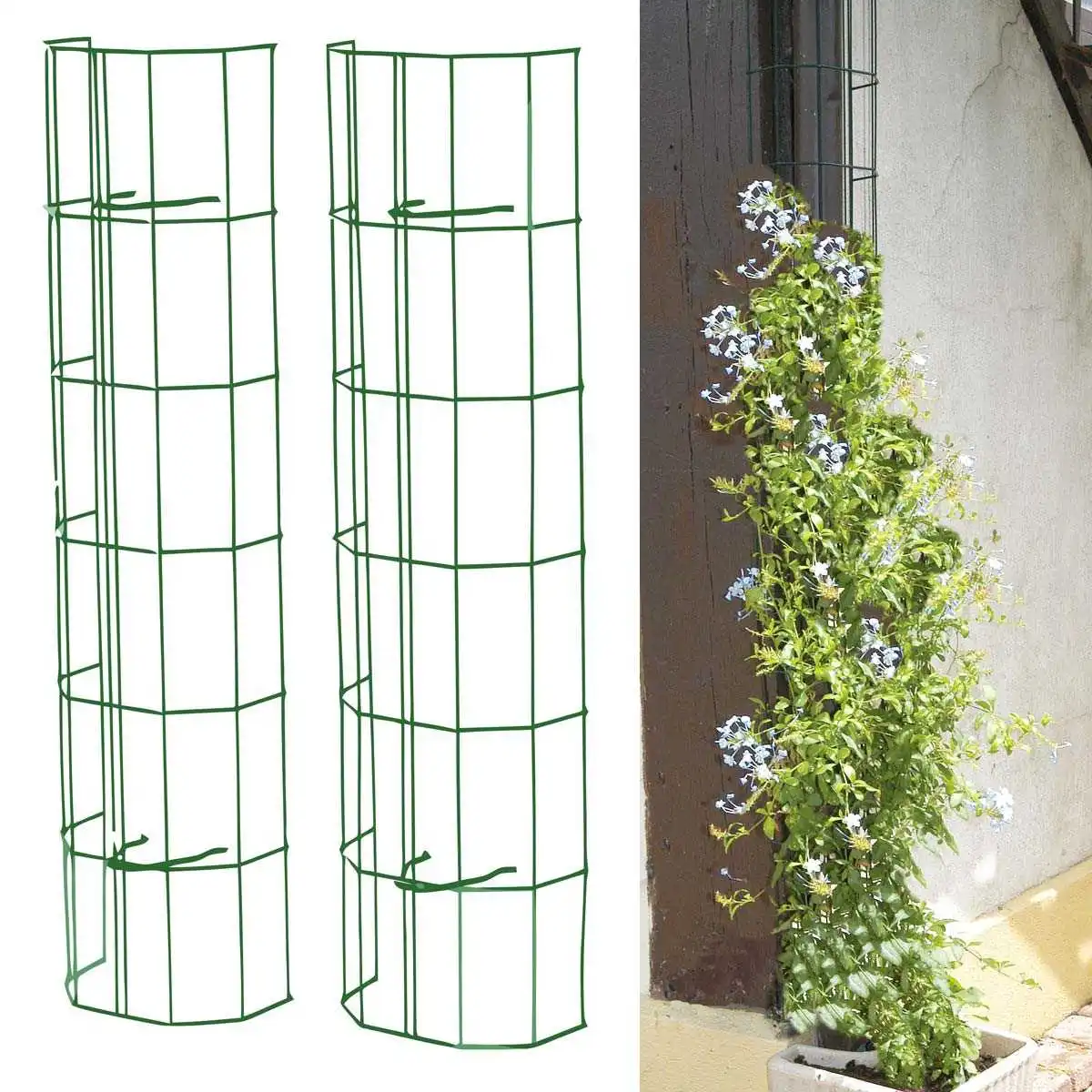 Tuteurs cache gouttière à clips - Vert - lot de 2  Tuteurs cache gouttière à clips - Vert - lot de 2