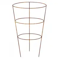 Tuteur cône 3 anneaux pour plantes à massif - Acier corten, D.38 x H.76cm