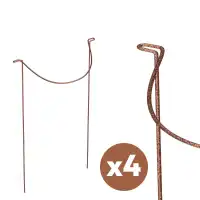 Tuteur demi cercle pour plantes vivaces en acier corten - H.90 x l.49 cm - Lot de 4