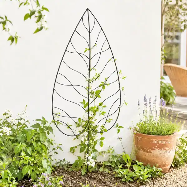 tuteur decoratif metal grande feuille