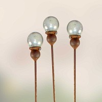 Lot de 3 tuteurs acier boule en verre de 40mm